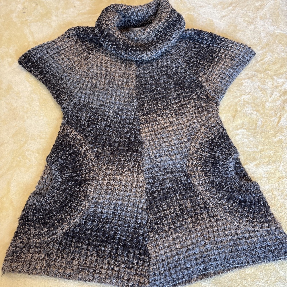 VTG 1990s y2k Sweater Mini Dress turtleneck short sleeve pockets  Mod/Go-Go LG